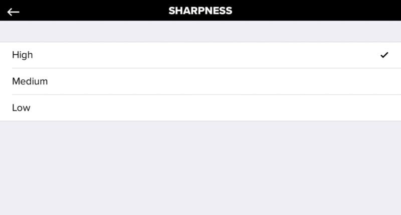 GoPro App Protune Settings: Sharpness
