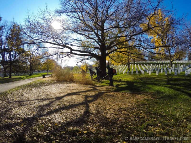 Cleaning Leaves at Arlington National Cemetery