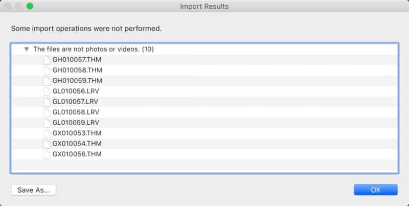 Screenshot of "Some import operations were not performed" error screen