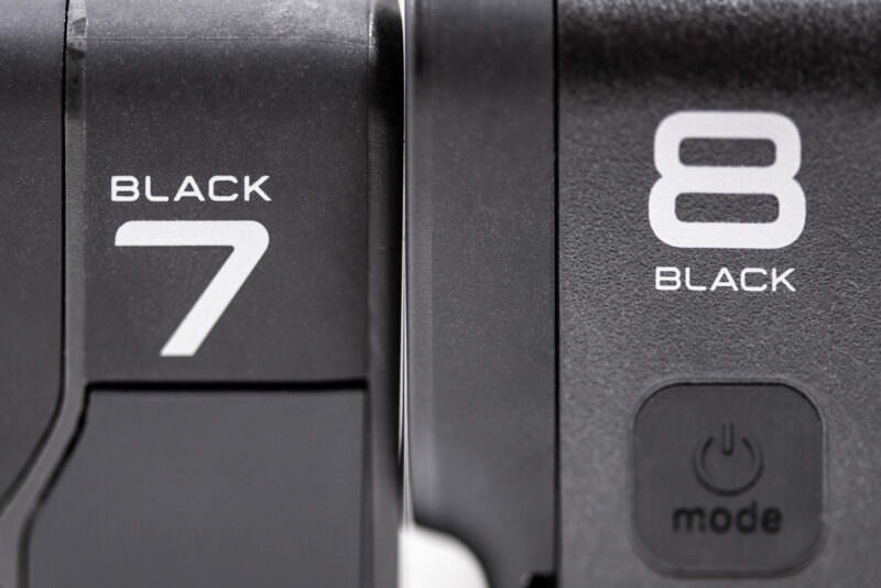 GoPro HERO7 Black next to HERO8 Black side view