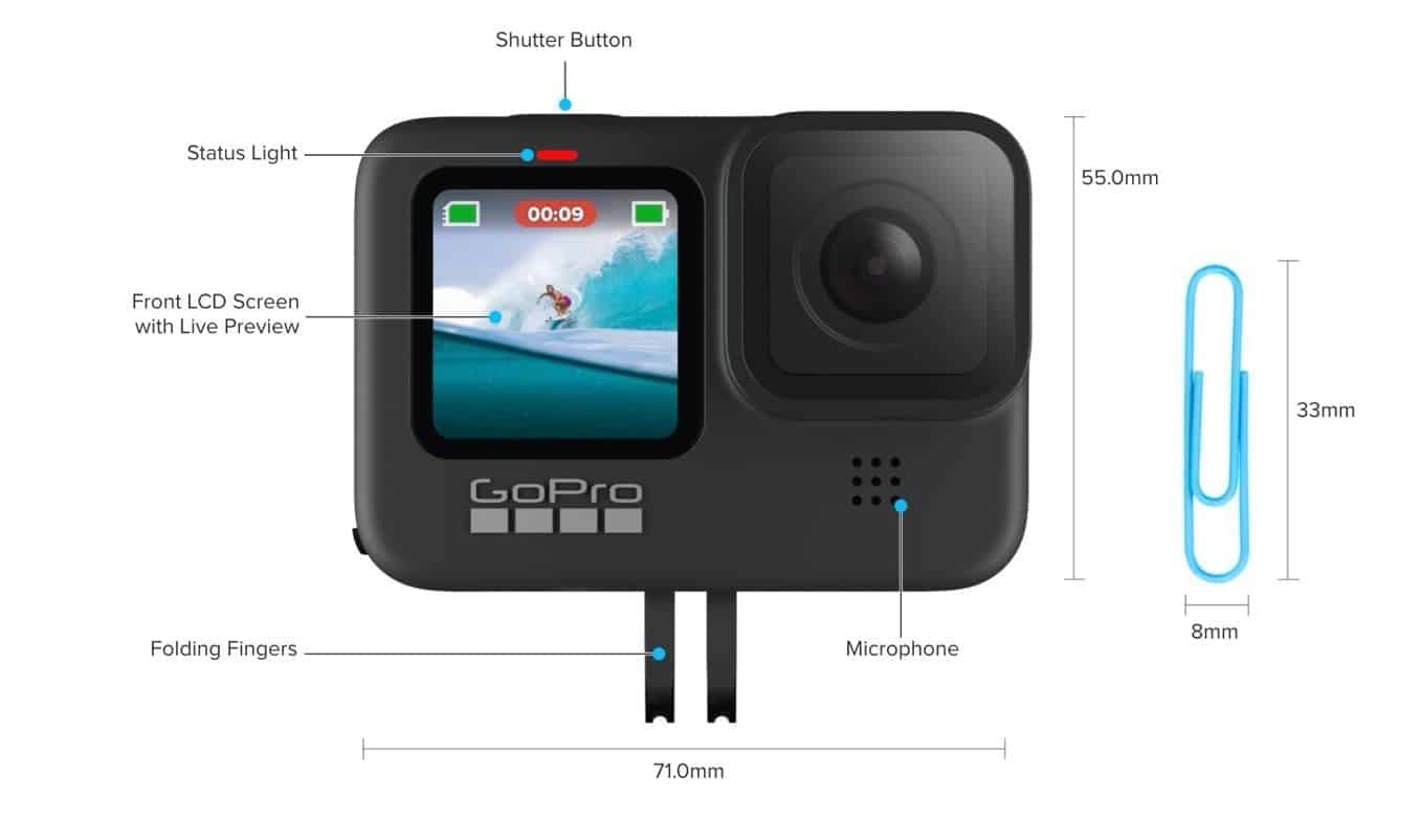 GoPro HERO9 Black Dimensions Front