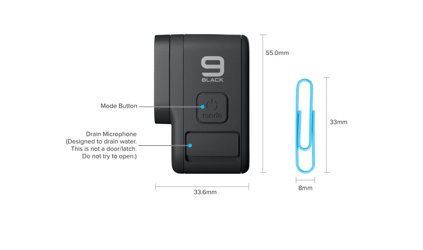 GoPro HERO9 Black Dimensions Left Side