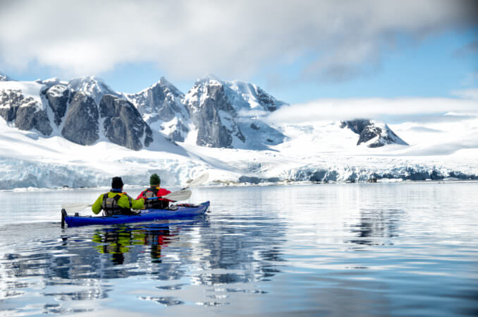 Kayakers Petermann Island Antarctica
