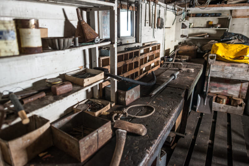 Wordie House Workbench Area Winter Island Antarctica