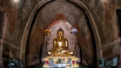 Htilominlo Temple Interior Buddha Shrine Bagan Myanmar