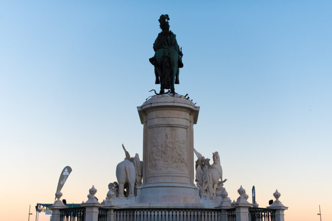 King Joseph I Equestrian Statue Praca do Comercio Pombaline Downtown Lisbon Portugal
