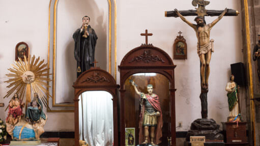 Devotional Statues Side Altar Iglesia de San Bernardo Mexico City