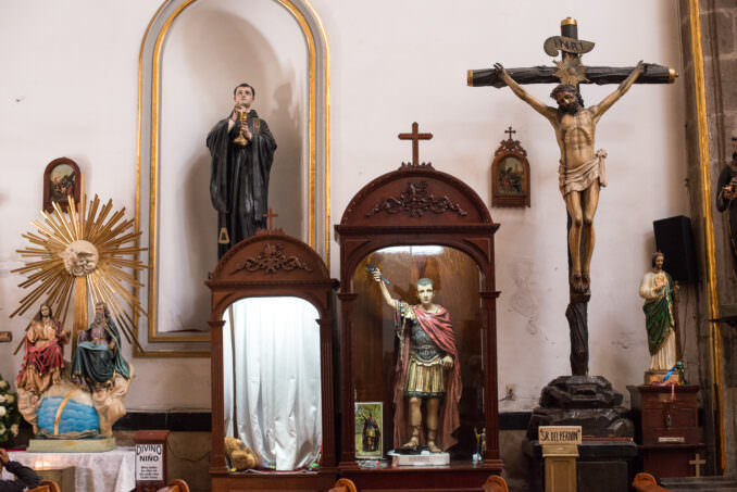 Devotional Statues Side Altar Iglesia de San Bernardo Mexico City