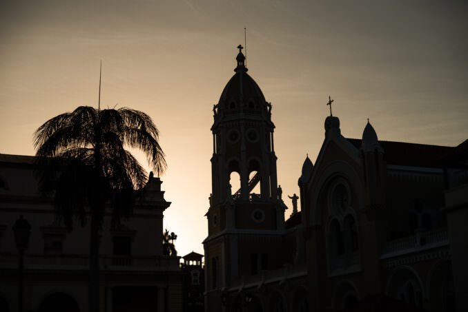 Iglesia San Francisco de Asis Silhouette Casco Viejo Panama City