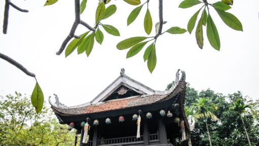 One Pillar Pagoda Curved Roof Wooden Temple Hanoi Vietnam