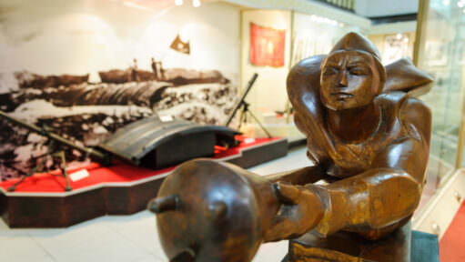 Museum Of Vietnamese Revolution Stylized Wooden Statue Hanoi Vietnam