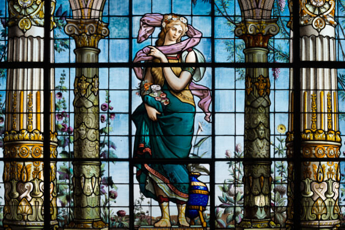Stained Glass Art Nouveau Goddess Galeria de Emplomados Chapultepec Castle Mexico City Mexico