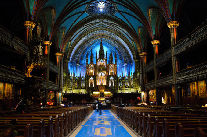Notre Dame Basilica Gothic Revival Interior Montreal Canada