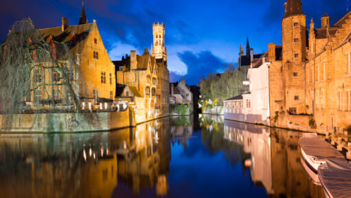 Belfry Tower Medieval Canals Bruges Belgium