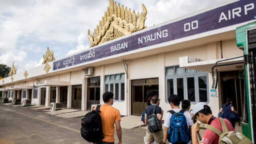 Bagan Nyaung U Airport Terminal Traditional Golden Roof Crest Nyaung U Myanmar