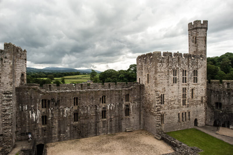 Interior walls with robust masonry construction at Caernarfon Castle
