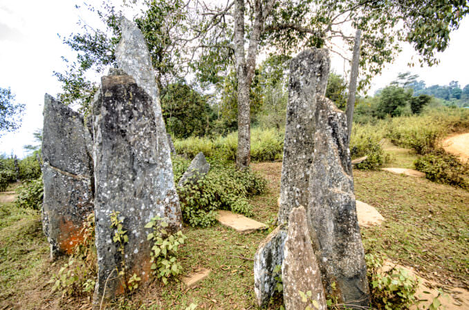 Hintang Megalithic Standing Stones Lichen Covered Menhirs Sam Neua Laos