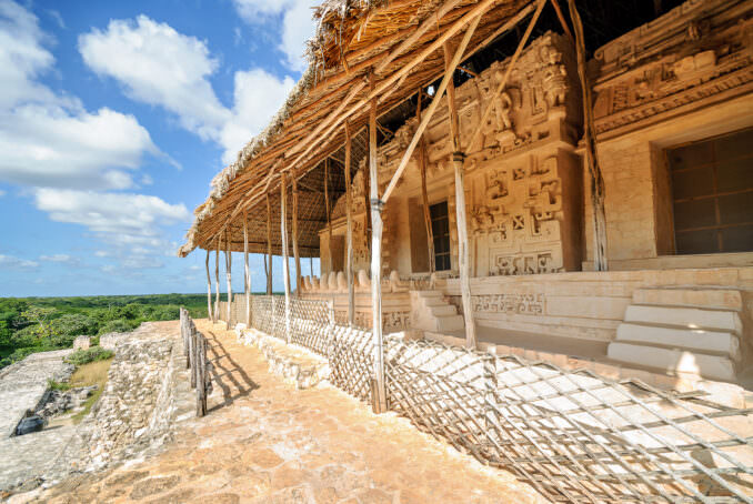 Ek Balam Acropolis Stucco Frieze with Jungle View Yucatan