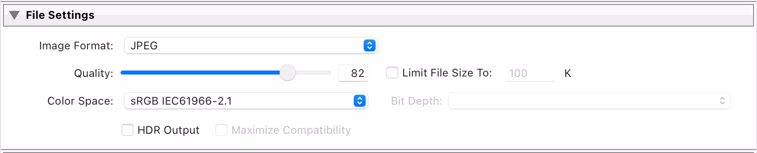 Lightroom Classic Export File Settings Quality Slider Screenshot