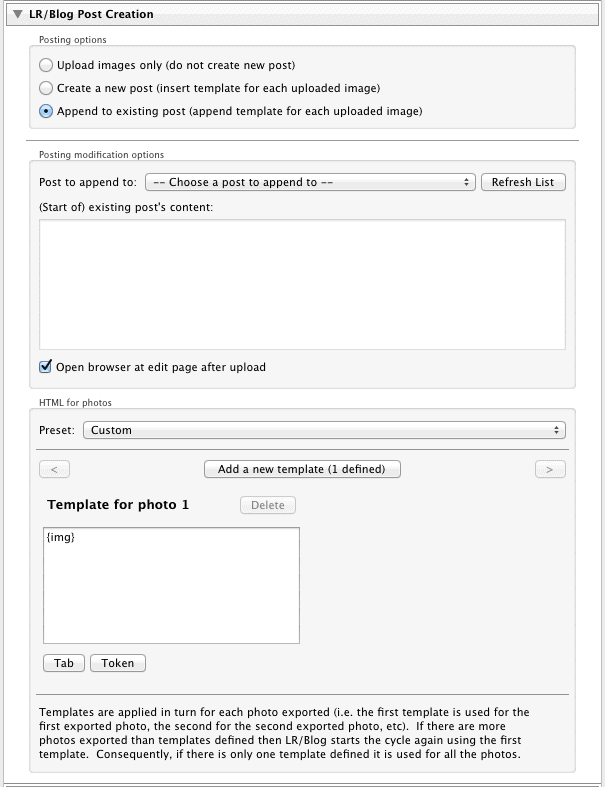 Screenshot of LR/Blog / Publishing Photos from Lightroom to Wordpress