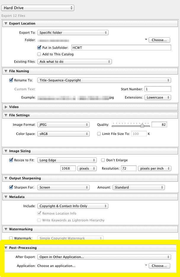 Screenshot of Using ImageOptim with Adobe Lightroom Classic