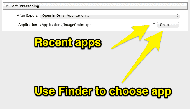 Screenshot of Using ImageOptim with Adobe Lightroom Classic