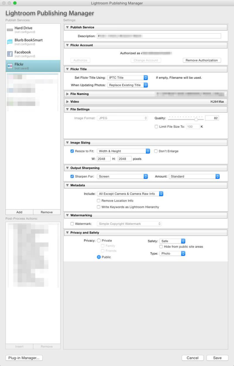 publish service settings