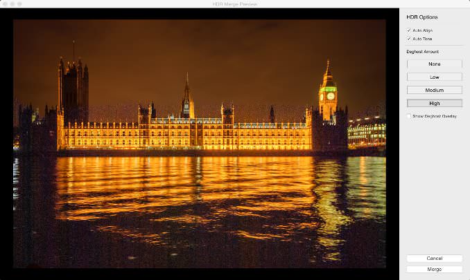 Screenshot of how to use Lightroom Classic's HDR Photo Merge feature