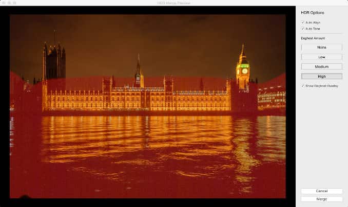 Screenshot of how to use Lightroom Classic's HDR Photo Merge feature
