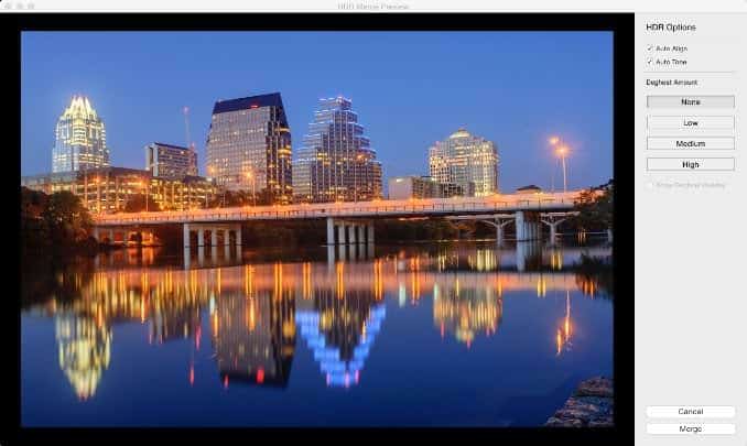 Screenshot of how to use Lightroom Classic's HDR Photo Merge feature