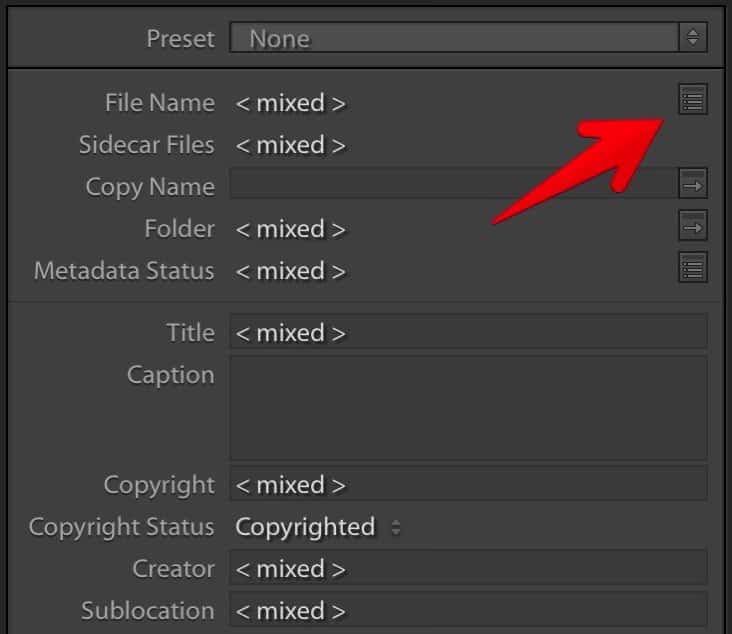 lightroom batch rename-2-choose filename format-1.jpg Screenshot of Lightroom Classic File Name panel