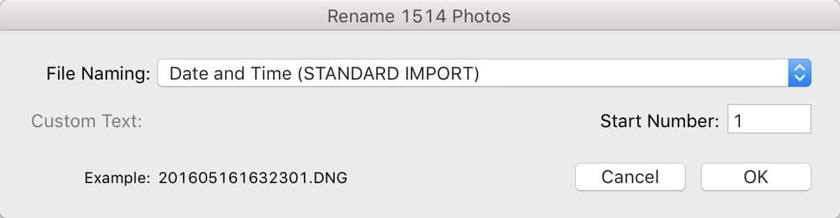lightroom batch rename-2-choose filename format-2.jpg Screenshot of Lightroom Classic Batch Rename popup