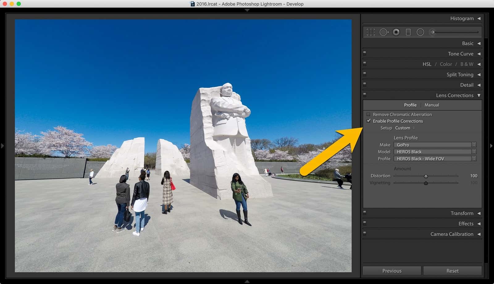 Lightroom GoPro HERO5 Profile Corrections Apply Correction