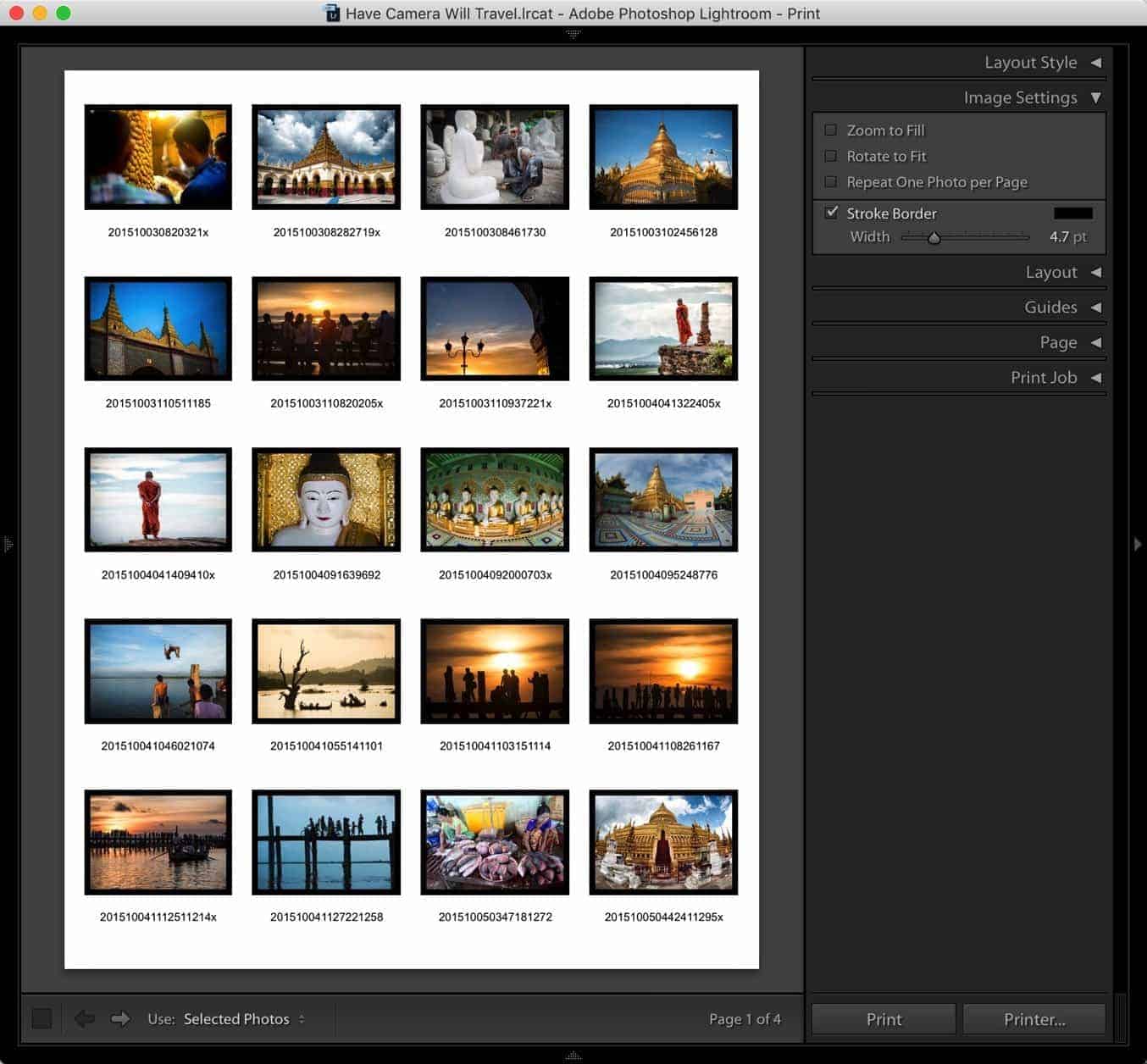 Lightroom Contact Sheet Stroke Border