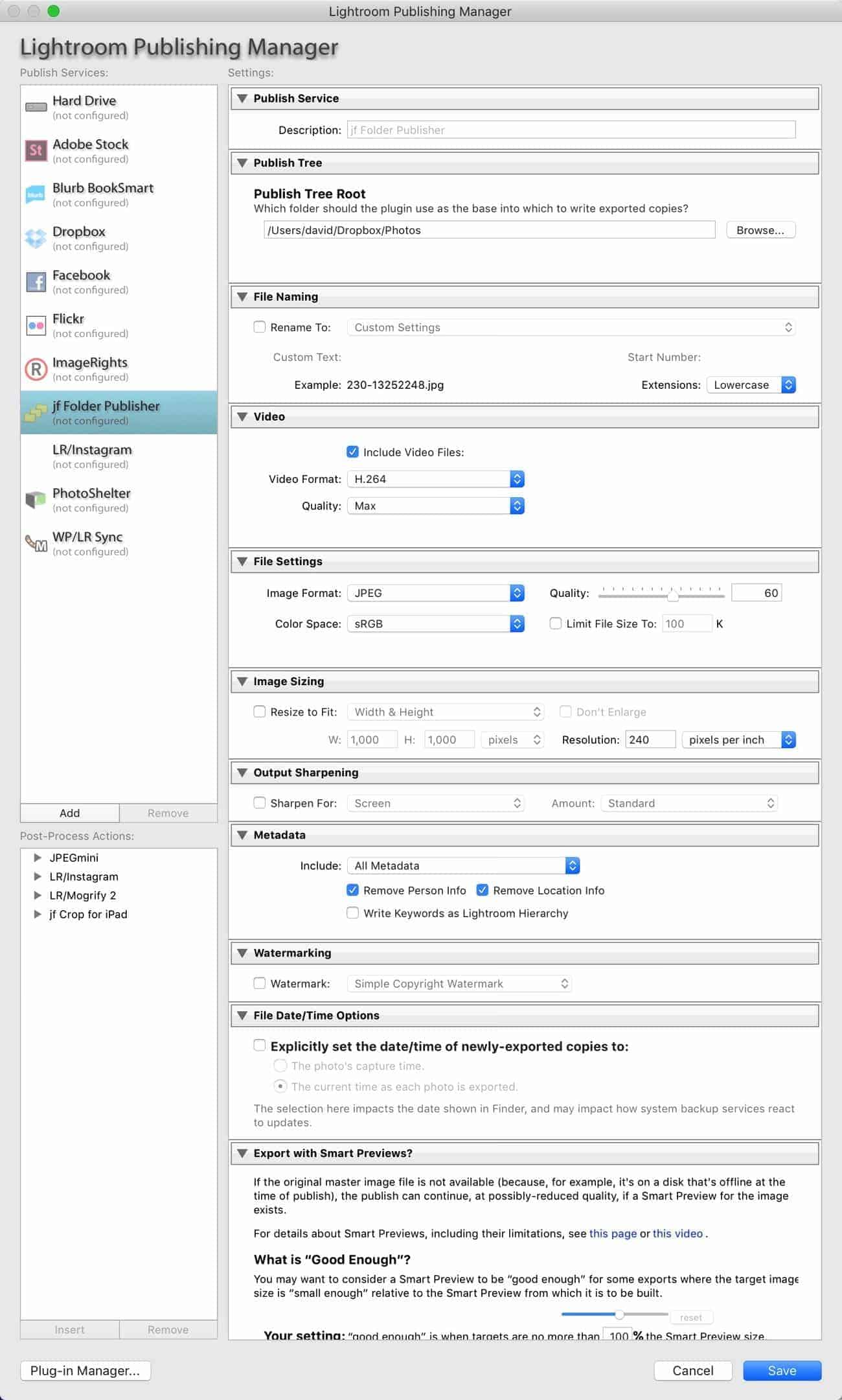 Lightroom Folder Publisher Plugin-4.jpeg Screenshot of Lightroom Publishing Manager Panel Options