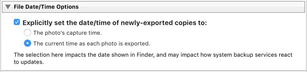 Lightroom Folder Publisher Plugin-6.jpeg Screenshot of Lightroom Folder Publisher Date and Time Options