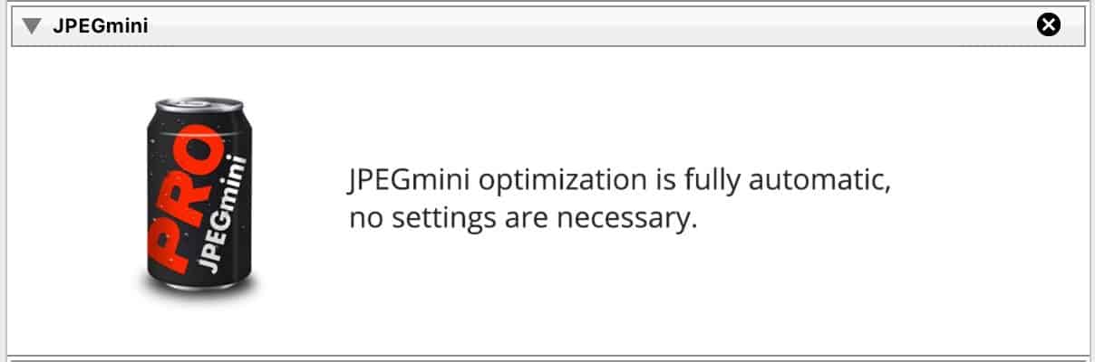 Lightroom JPEGmini Panel screenshot