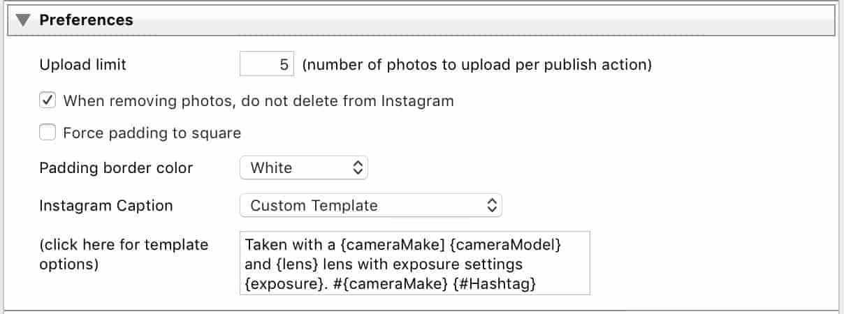 Lightroom LR/Instagram Publish Service Caption Builder Custom