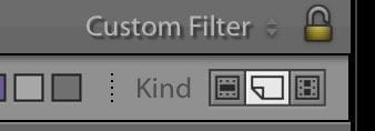 Screenshot of Lightroom Classic filtering from attribute virtual copy to separate from master originals