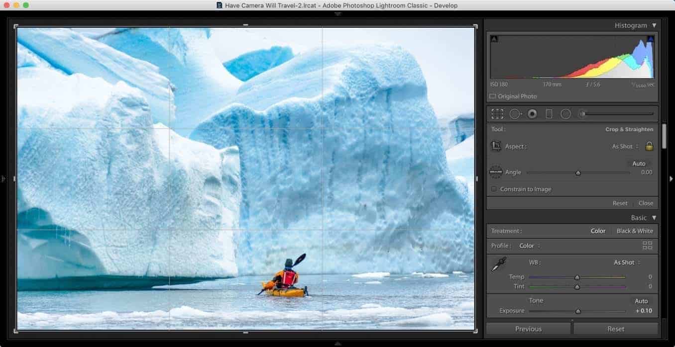 Lightroom crop tool default