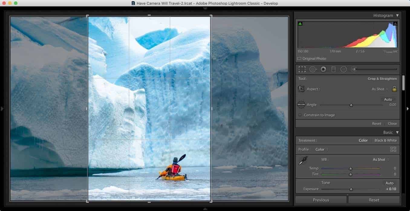 Lightroom crop tool switch orientiation vertical
