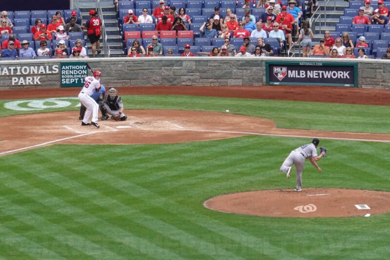 Nationals Park batter and pitcher shown using Clear Image Zoom on the Sony RX100 VII