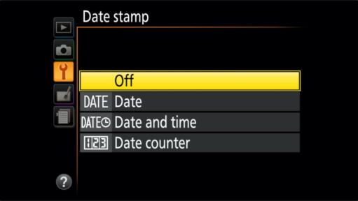 Nikon D3400 Date Stamp Off