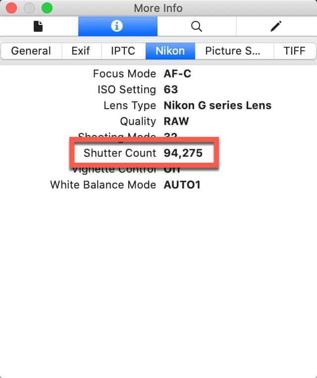 Nikon D810 Shutter Count Using Preview
