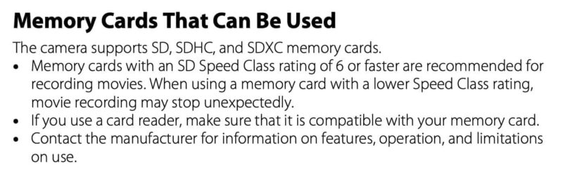 Nikon COOLPIX B500 Memory Cards That Can Be Used