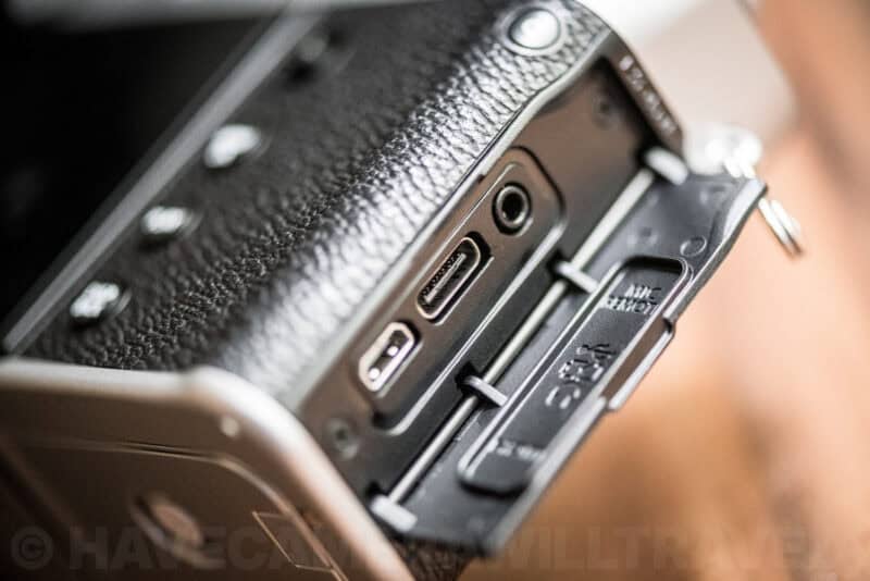 Fujifilm X100V Camera USB-C Port. Photo by David Coleman " havecamerawilltravel.com