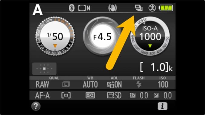 Nikon D3500 Burst Mode / Continuous Mode Icon