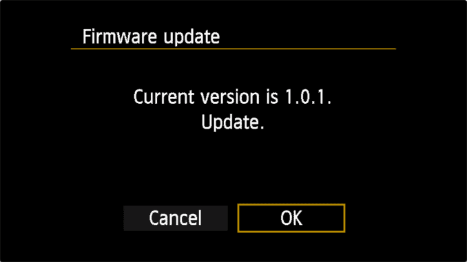 Canon Rebel T7 Update Firmware Confirmation