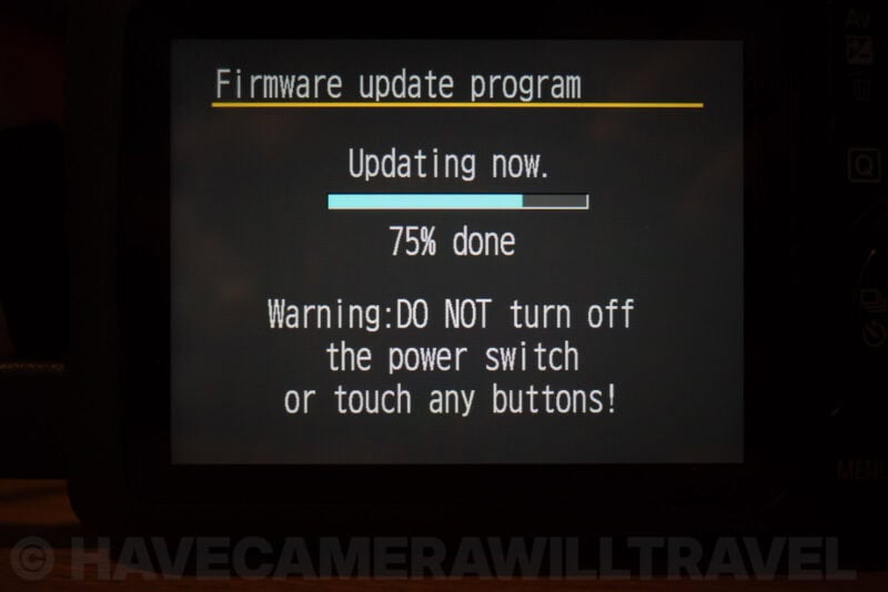 Canon Rebel T7 Update Firmware - Progress Status