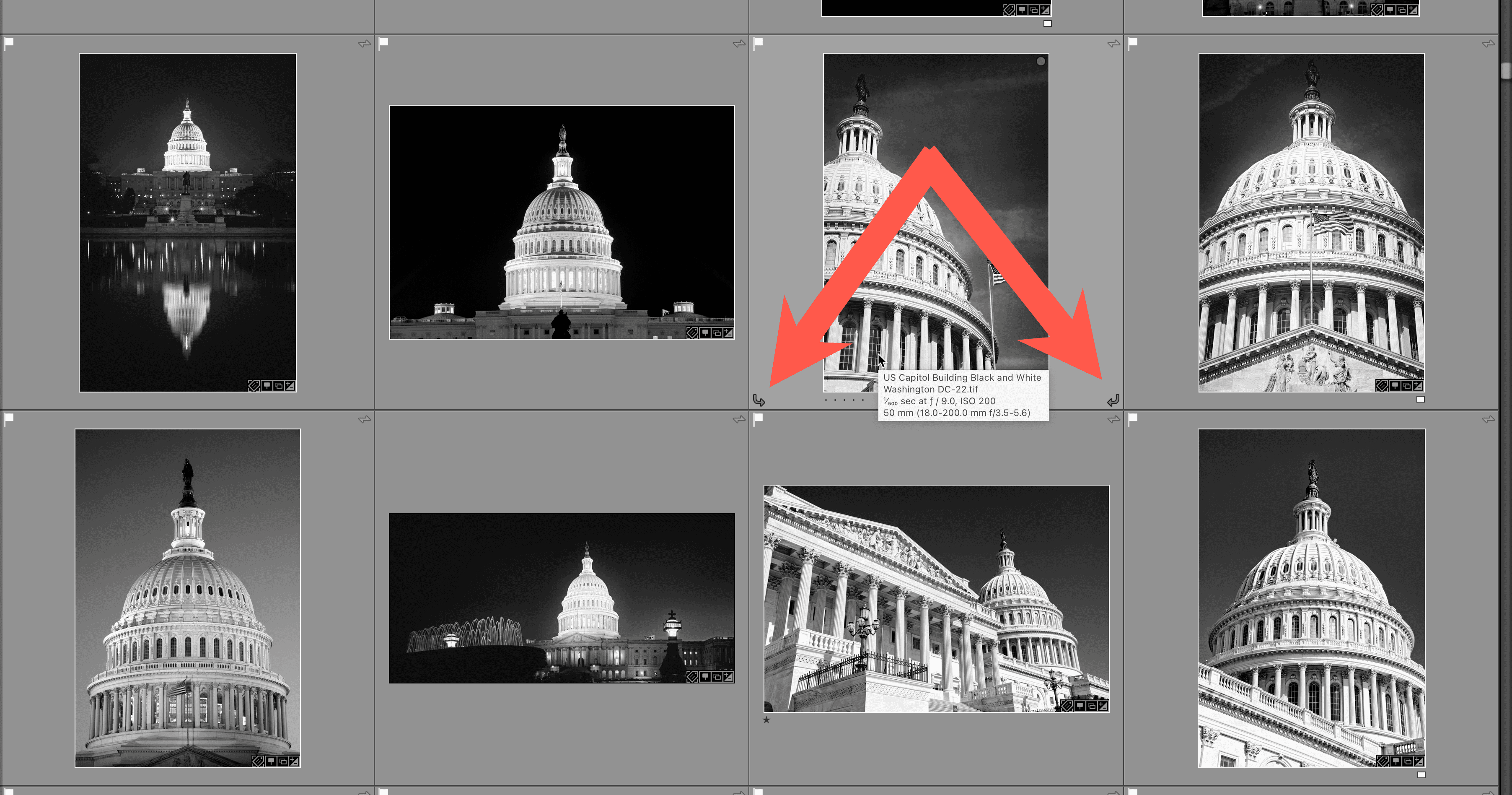 Screenshot of Lightroom Rotate Thumbnail in Library Grid View